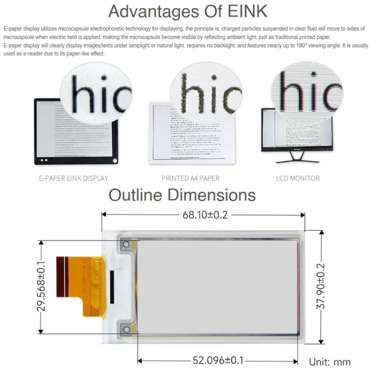 Waveshare 2.36 inch 296 x 168 Red Yellow Black White E-Paper (G) Raw Display Panel, 22752