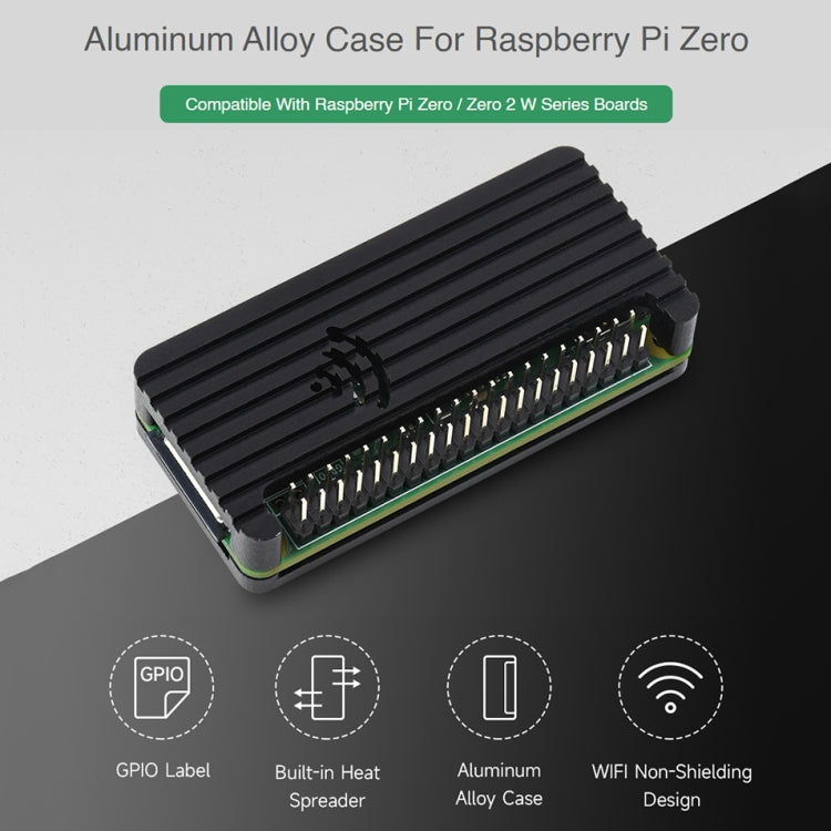 Waveshare Aluminum Alloy Protective Case for Raspberry Pi Zero Series, Suitable for Zero/Zero 2W