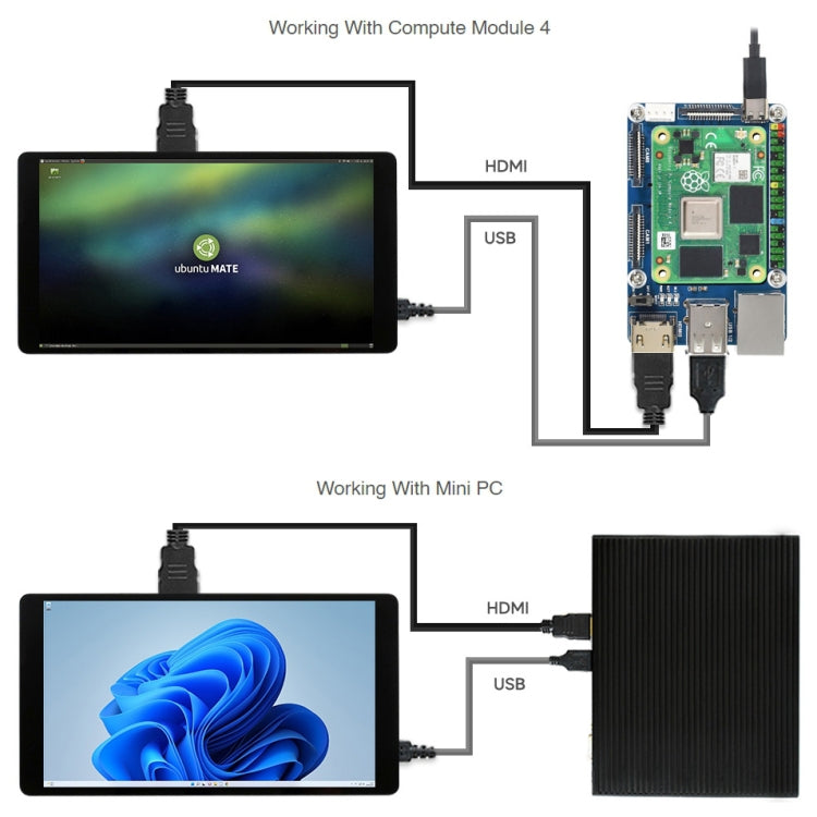 Waveshare Display LCD touch capacitivo da 5,5 pollici 1440 x 2560 2K IPS per Raspberry Pi, interfaccia HDMI, 5.5 inch