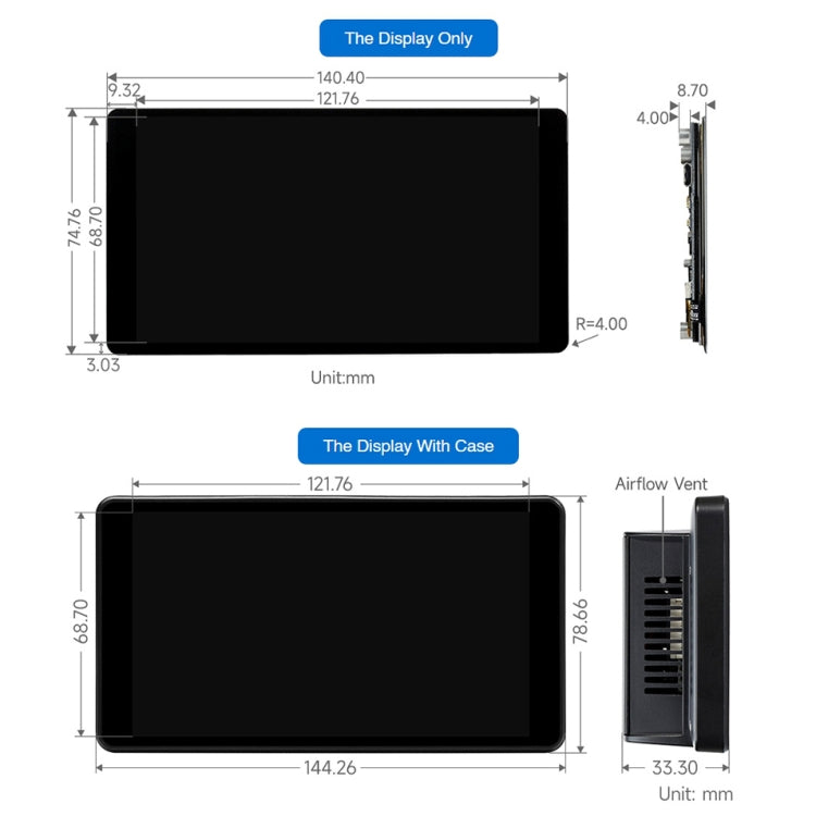 Waveshare Display LCD touch capacitivo da 5,5 pollici 1440 x 2560 2K IPS per Raspberry Pi, interfaccia HDMI, 5.5 inch