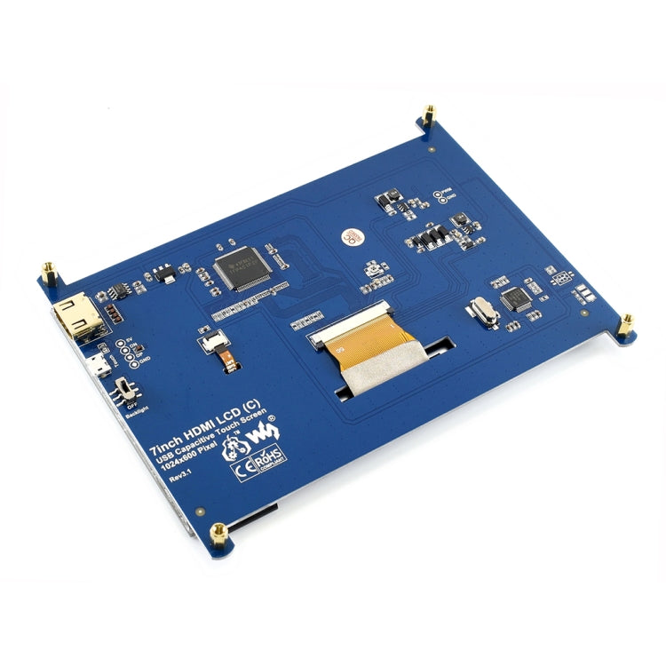 Il touch screen LCD HDMI (C) da 7 pollici WAVESHARE 1024×600 per Raspberry Pi supporta vari sistemi, 7 Inch HDMI LCD (C)