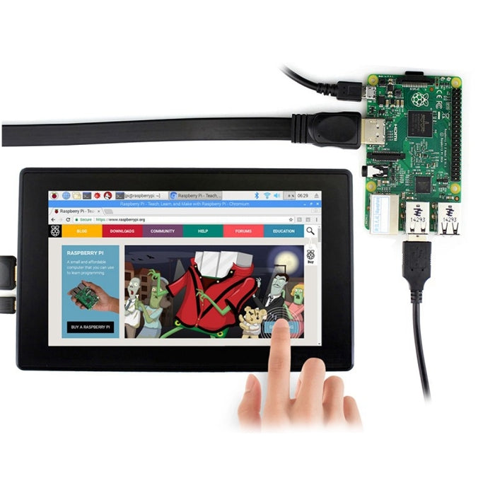 Touch screen capacitivo WAVESHARE da 7 pollici HDMI LCD (H) IPS 1024x600 con copertura in vetro temperato, supporta più mini-PC e sistemi multipli, 7inch HDMI LCD (H) IPS