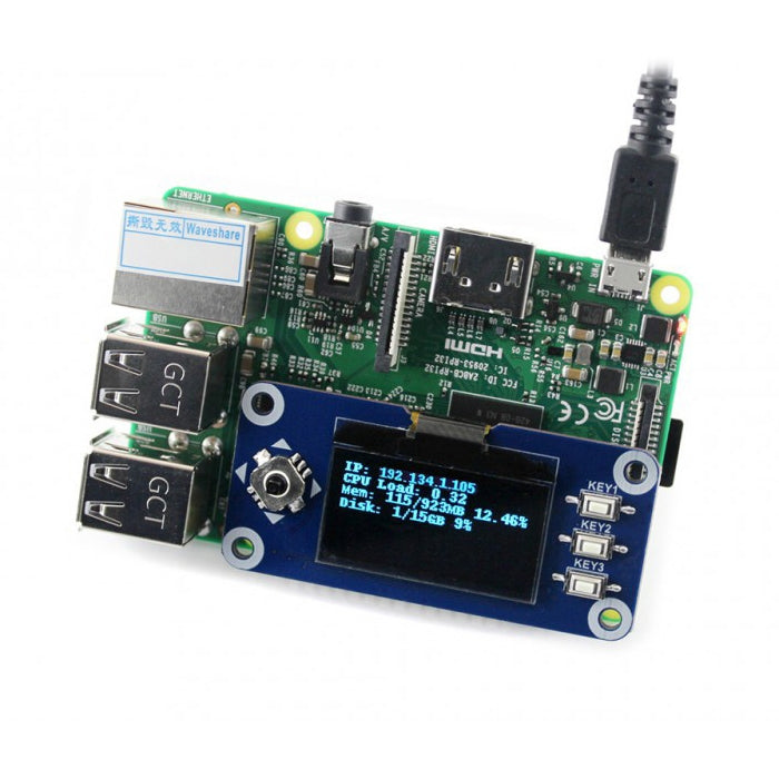 CAPPELLO con display OLED da 1,3 pollici WAVESHARE 128x64 per Raspberry Pi, 1.3inch OLED