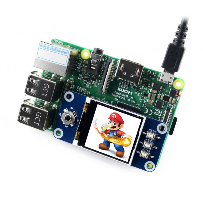 CAPPELLO con display LCD WAVESHARE 128x128 da 1,44 pollici per Raspberry Pi, 1.44inch LCD HAT