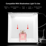 Tenda da studio fotografica pieghevole e portatile da 20 cm con luce da 550 lumen e 6 fondali colorati (nero, bianco, giallo, rosso, verde, blu). Dimensioni da aperta: 24 cm x 23 cm x 23 cm.