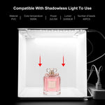 Tenda da studio fotografica pieghevole e portatile da 20 cm con 2 pannelli LED, luminosità 1100LM, kit con 6 sfondi colorati (nero, bianco, giallo, rosso, verde, blu). Dimensioni da aperta: 24 cm x 23 cm x 23 cm.