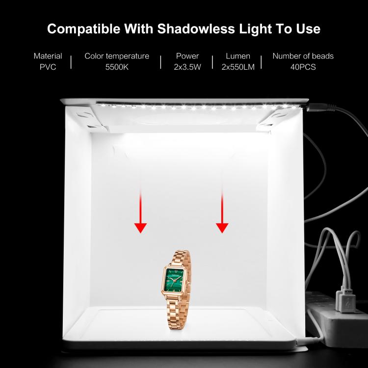 Tenda da studio fotografica pieghevole e portatile da 20 cm con 2 pannelli LED, luminosità 1100LM, kit con 2 fondali colorati (nero, bianco), dimensioni da aperta: 24 cm x 23 cm x 23 cm