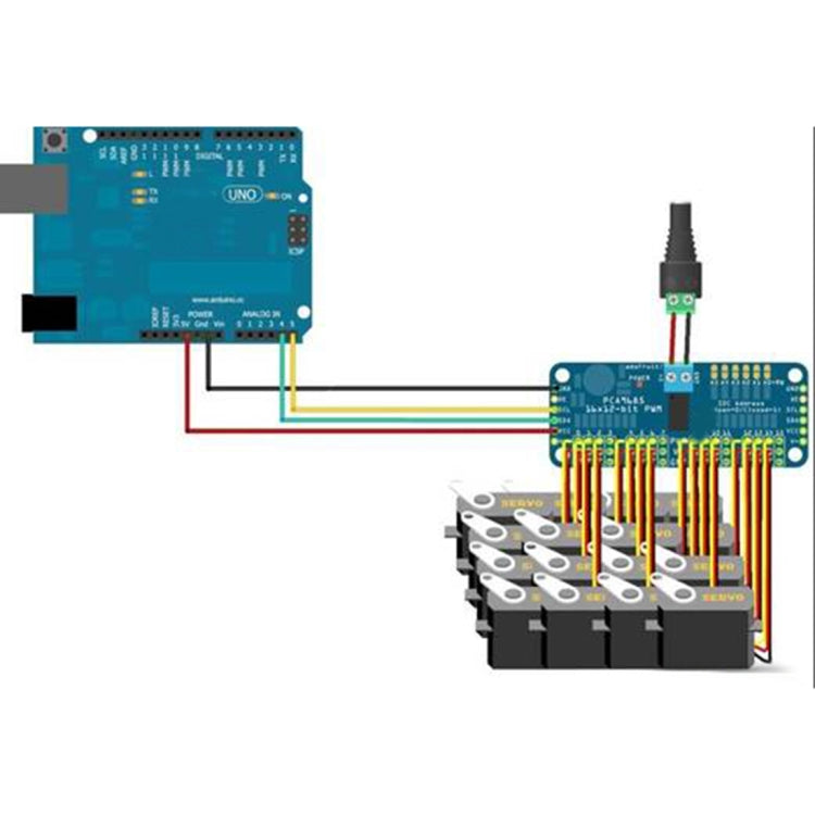 Controller servomotore PWM a 16 canali fai-da-te per Arduino, PCA9685