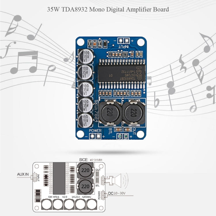 Mini 35W TDA8932 Mono Digital Amplifier Board, 35W TDA8932 Mono