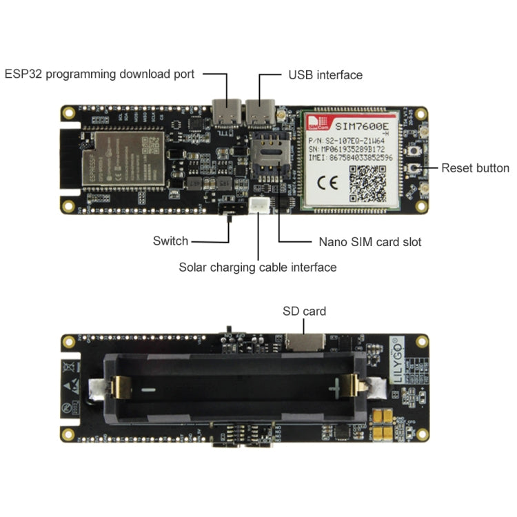 TTGO T-SIM7600E-H ESP32 WiFi Bluetooth 18560 Battery Support Solar Charging Module Development Board, T-SIM7600E-H