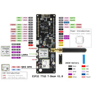 TTGO T-Beam ESP32 WiFi Module Bluetooth 868MHz GPS NEO-M8N LORA 32 Module with Antenna and 18650 Battery Holder, 868MHz
