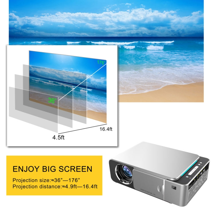 T6 3500ANSI Lumens 1080P LCD Mini Theater Projector, Standard Version US Plug