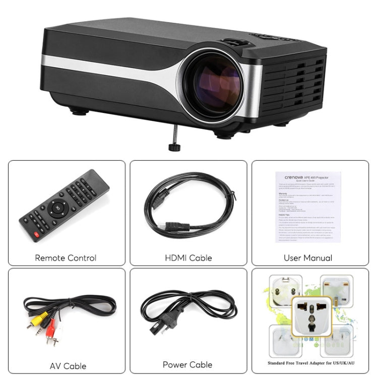 Z495 4 inch Single LCD Display Panel 800x400P Smart Projector with Remote Control, Support AV/VGA/HDMI/USBX2/TF Card/Audio