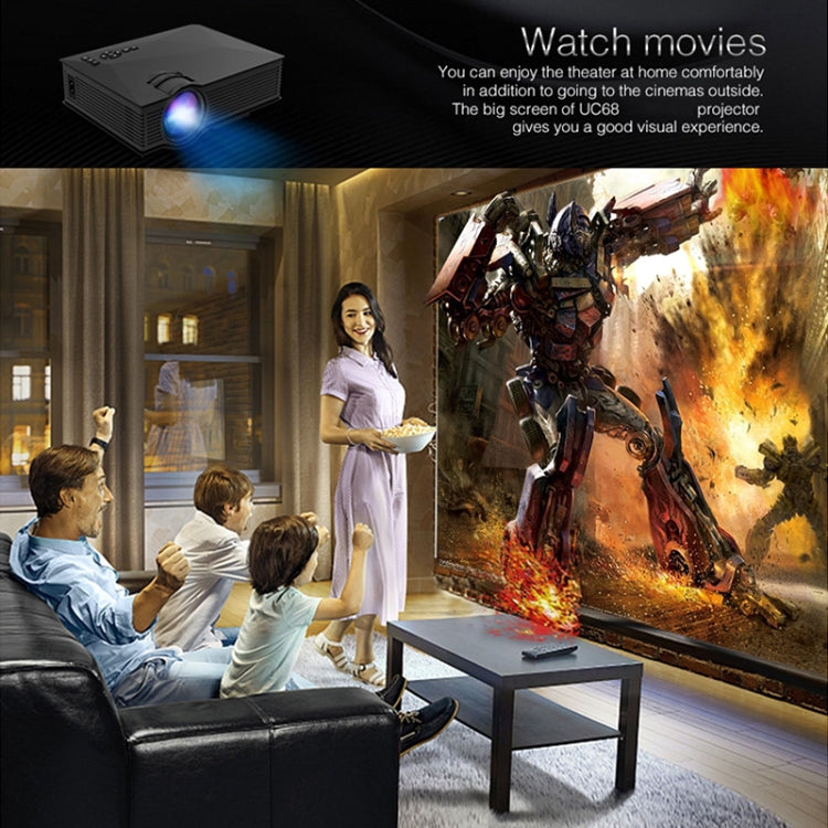 LED Projector Home Theater Multimedia HD 1080P UC68 80ANSI 800x400, support USB/SD/HDMI/VGA/IR, UC68 800x400