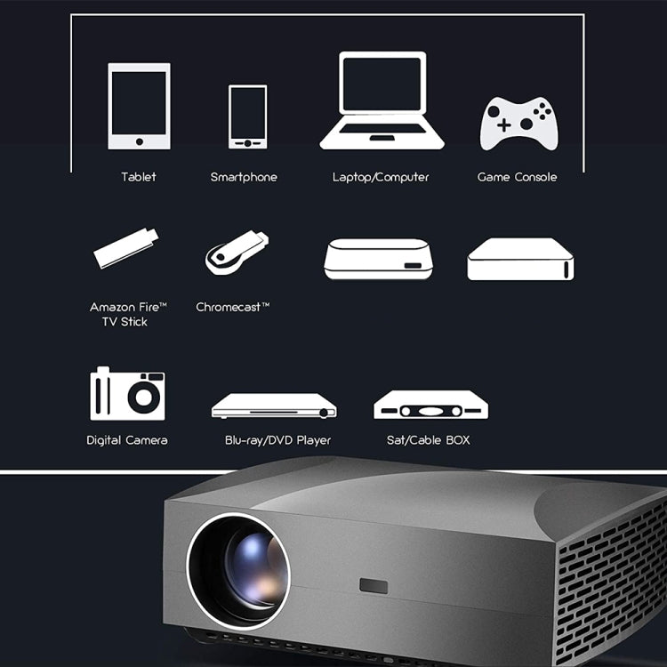 Vivibright F30 5.8 inch LCD Screen 4200 Lumens 1920 x 1080P Full HD Smart Projector with Remote Control, Support Audio Out/SPDIF/AV/USB/HDMI Input, F30 Black