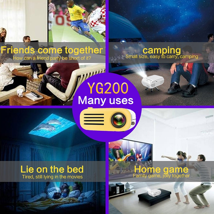 YG200 Mini Portable Pocket Projector LED AV SD HDMI Video Game Home Theater Video Projector (Yellow & White), DMP0118BW, DMP0118YW