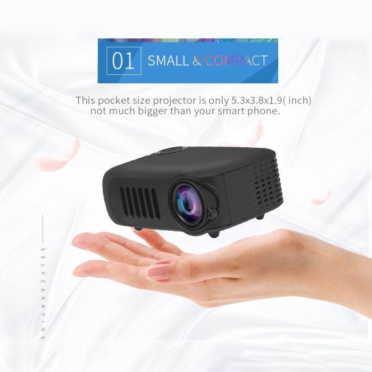 A2000 Portable Projector 800 Lumens LCD Home Theater Video Projector, Support 1080P, EU Plug, EU Plug