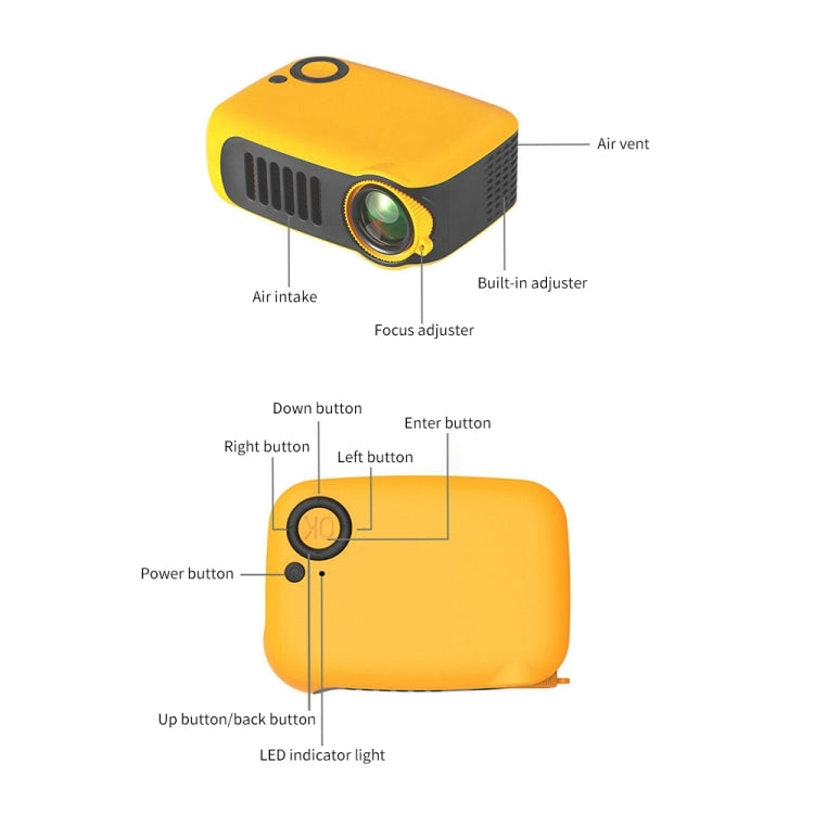 A2000 Portable Projector 800 Lumens LCD Home Theater Video Projector, Support 1080P, AU Plug, AU Plug