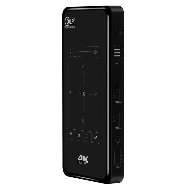 P09 Mini proiettore intelligente portatile 4K Ultra HD DLP con telecomando a infrarossi, Amlogic S905X 4-Core A53 fino a 1,5 GHz Android 6.0, 1 GB+8 GB, supporto WiFi 2,4 G/5 G, Bluetooth, scheda TF