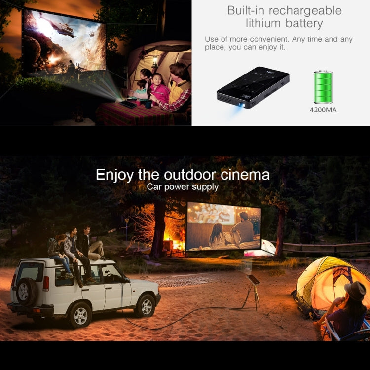 P09 Mini Portable Smart Projector 4K Ultra HD DLP with Infrared Remote Control, Amlogic S905X 4-Core A53 up to 1.5GHz Android 6.0, 1GB+8GB, Support 2.4G/5G WiFi, Bluetooth, TF Card