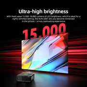 AUN U001 Proiettore digitale HD LED Home Theater portatile 4K 18000 lumen, EU Plug