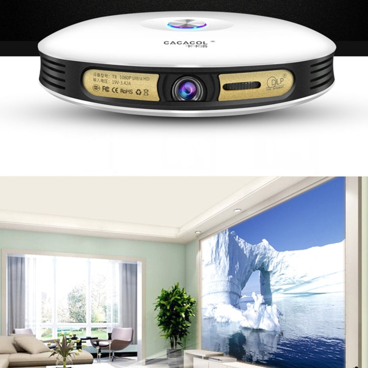 CACACOL ITC-DO8 220LM WiFi Smart 1280*800 DLP DMD LED Portable Projector with Remote Control, Android 6.1, MSD6A628 Quad Core, 2GB RAM, 16GB ROM, WiFi, BT, HDMI, Without Tripod Stand, ITC-DO8