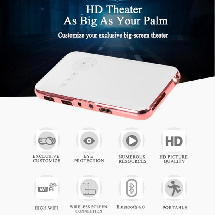 Wejoy DL-S6+ smart mini projector 1000 lumens 854x480, RK3128 CPU, 1GB+32GB, Android 4.4, Bluetooth, WiFi, HDMI, DL-S6+/Rose Gold