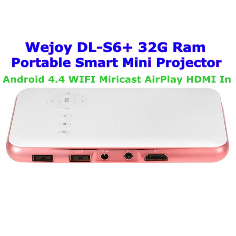 Mini proiettore intelligente Wejoy DL-S6+ 1000 lumen 854x480, CPU RK3128, 1 GB+32 GB, Android 4.4, Bluetooth, WiFi, HDMI, DL-S6+/Rose Gold