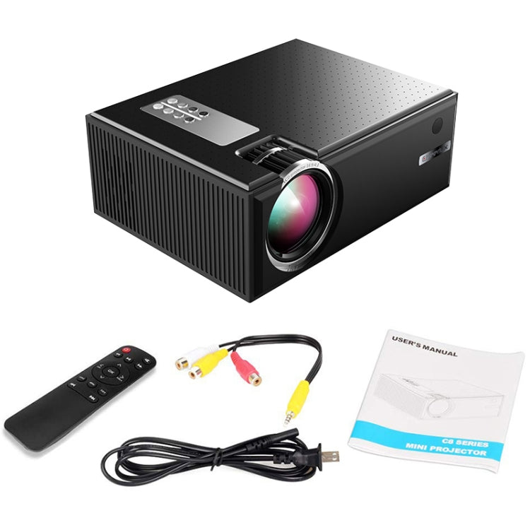 Cheerlux C8 Smart Projector 1800 Lumens 1280x800 720P 1080P HD WiFi Sync Display, Support HDMI/USB/VGA/AV, C8(WiFi), C8 WiFi