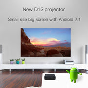 D13 2+16G 854 x 480 Android 7.1.2 Mini Pocket Projector 4K DLP Smart Handheld LED WIFI Home Theater Projector, Support USB/TF/HDMI