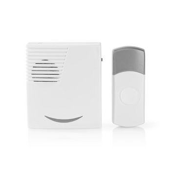 Wireless Doorbell Set | Battery Powered | 3V DC | 1x CR2032 | Volume: 80 dB | Signal range: 300m | IP44 | 36 Melodies | 1 Receiver | Grey/White