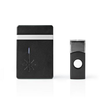 Wireless Doorbell Set | Battery Powered | 3 V DC | 1x CR2032 | Volume: 80 dB | Signal range: 300 m | IP44 | 36 Melodies | 1 Receiver | Black