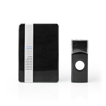 Wireless Doorbell Set | Mains Powered | 220 - 240 V AC 50 Hz | 1x CR2032 | Volume: 80 dB | Signal range: 300m | IP44 | Adjustable volume | 36 Melodies | 1 Receiver | Black