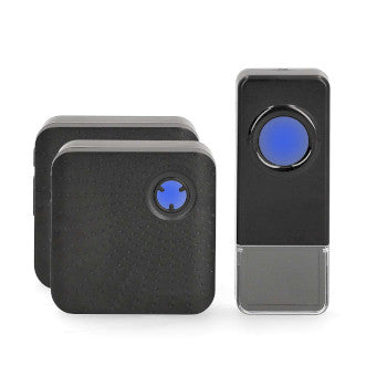 Wireless Doorbell Set | Mains Powered | 100 - 240 V AC 50/60 Hz | 1x 23A 12V | Volume: 110 dB | Signal range: 150m | IP55 | Adjustable volume | 58 Melodies | 2 Receivers | Black