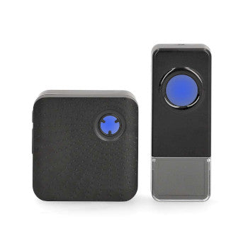 Wireless Doorbell Set | Mains Powered | 100 - 240 V AC 50/60 Hz | 1x 23A 12V | Volume: 110 dB | Signal range: 150m | IP55 | Adjustable volume | 58 Melodies | 1 Receiver | Black