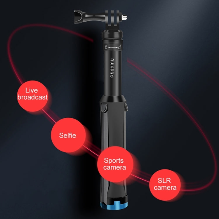 RUIGPRO Treppiede portatile monopiede Supporto per monopiede telescopico per selfie stick per DJI Osmo Action, GoPro HERO10 Nero /9 Nero / HERO8 Nero /7 /6 /5 /5 Sessione /4 Sessione /4 /3+ /3 /2 /1, Xiaoyie altre action camera, Black)