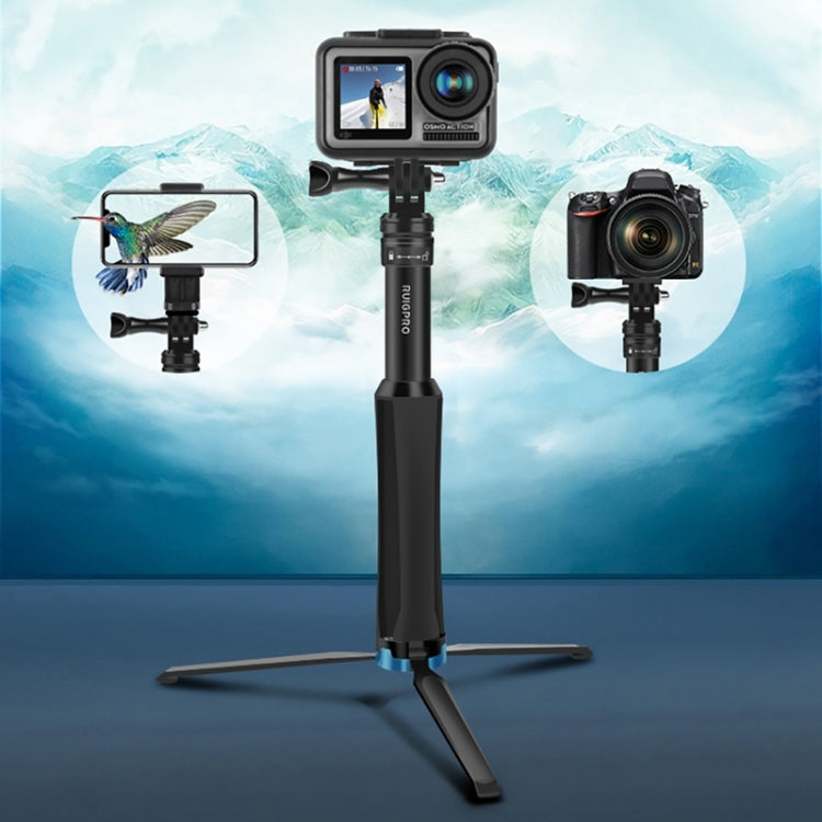 RUIGPRO Treppiede portatile monopiede Supporto per monopiede telescopico per selfie stick per DJI Osmo Action, GoPro HERO10 Nero /9 Nero / HERO8 Nero /7 /6 /5 /5 Sessione /4 Sessione /4 /3+ /3 /2 /1, Xiaoyie altre action camera, Black)