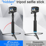 RUIGPRO Treppiede portatile monopiede Supporto per monopiede telescopico per selfie stick per DJI Osmo Action, GoPro HERO10 Nero /9 Nero / HERO8 Nero /7 /6 /5 /5 Sessione /4 Sessione /4 /3+ /3 /2 /1, Xiaoyie altre action camera, Black)