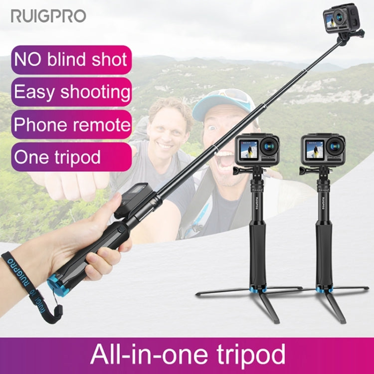 RUIGPRO Treppiede portatile monopiede Supporto per monopiede telescopico per selfie stick per DJI Osmo Action, GoPro HERO10 Nero /9 Nero / HERO8 Nero /7 /6 /5 /5 Sessione /4 Sessione /4 /3+ /3 /2 /1, Xiaoyie altre action camera, Black)