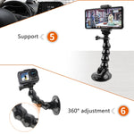 Supporto con morsetto flessibile a ventosa per GoPro Hero11 Black / HERO10 Black /9 Black / HERO8 Black /7 /6 /5 /5 Session /4 Session /4 /3+ /3 /2 /1, DJI Osmo Action, Xiaoyi e altriTelecamere d'azione, Jaws Flex Clamp