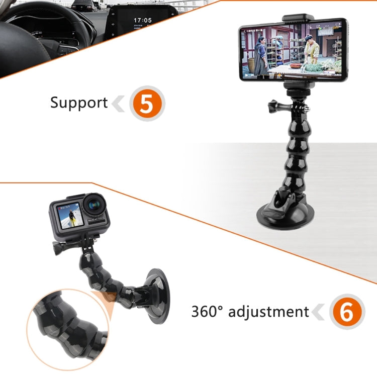 Supporto con morsetto flessibile a ventosa per GoPro Hero11 Black / HERO10 Black /9 Black / HERO8 Black /7 /6 /5 /5 Session /4 Session /4 /3+ /3 /2 /1, DJI Osmo Action, Xiaoyi e altriTelecamere d'azione, Jaws Flex Clamp