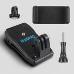 RUIGPRO Zaino con rotazione a 360 gradi Rec-Mounts Supporto con morsetto a clip + Morsetto per telefono per GoPro HERO9 Black / HERO8 Black /7 /6 /5 /5 Session /4 Session /4 /3+ /3 /2 /1, DJI Osmo Action, Xiaoyie altre action camera, Rec-Mounts+Clamp
