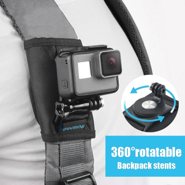 RUIGPRO Zaino con chiusura a strappo Rec-Mounts Supporto con morsetto a clip con vite per GoPro HERO9 Black / HERO8 Black /7 /6 /5 /5 Session /4 Session /4 /3+ /3 /2 /1, DJI Osmo Action, Xiaoyie altre action camera, Hook and Loop Fastener Clip