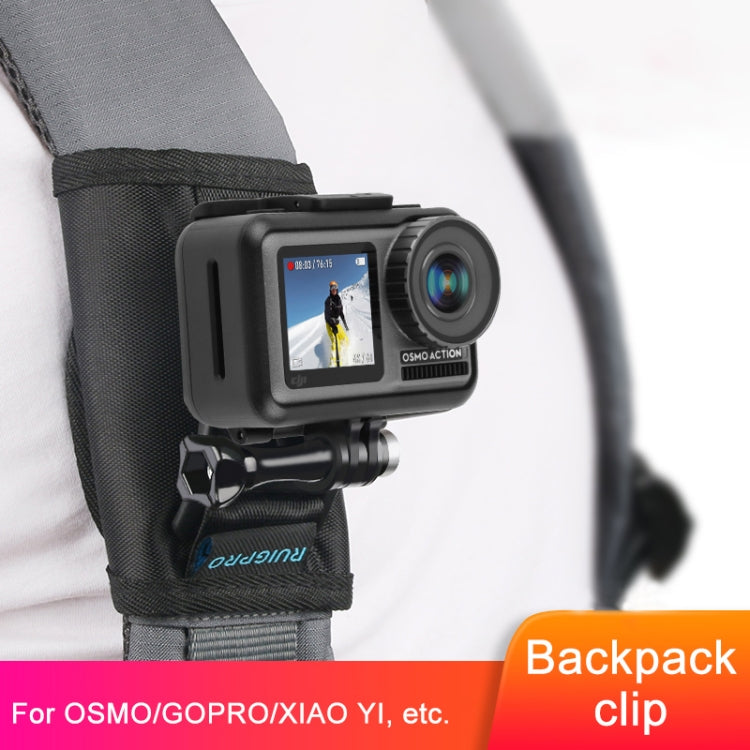 RUIGPRO Zaino con chiusura a strappo Rec-Mounts Supporto con morsetto a clip con vite per GoPro HERO9 Black / HERO8 Black /7 /6 /5 /5 Session /4 Session /4 /3+ /3 /2 /1, DJI Osmo Action, Xiaoyie altre action camera, Hook and Loop Fastener Clip