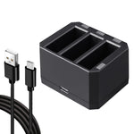 Caricabatterie triplo USB con indicatore luminoso LED per DJI OSMO Action, Charger