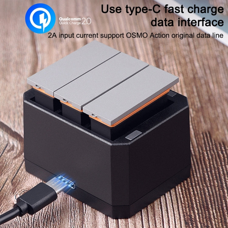 Caricabatterie triplo USB con indicatore luminoso LED per DJI OSMO Action, Charger