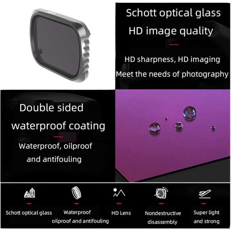 JSR KS 8 in 1 UV + CPL + ND8 + ND16 + ND32 + ND64 + STAR + NIGHT Filtro obiettivo per DJI Air 2S, telaio in alluminio, UV + CPL + ND8 + ND16 + ND32 + ND64 + STAR + NIGHT