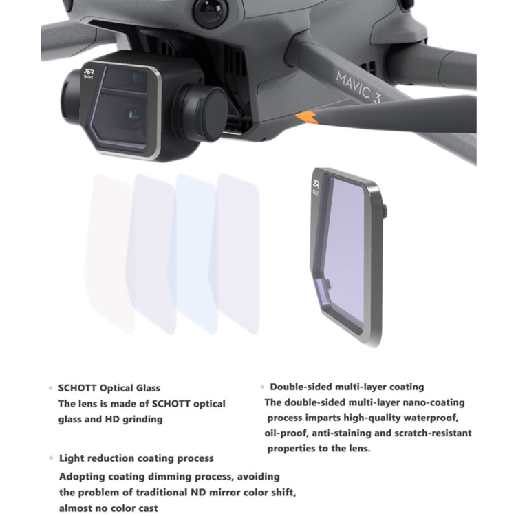 Filtro obiettivo JSR Drone NIGHT per la riduzione dell'inquinamento luminoso per DJI Mavic 3, NIGHT