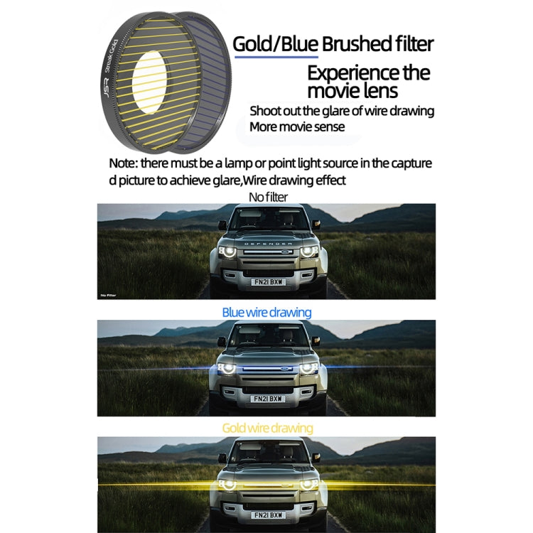 Filtro per obiettivo JSR Streak Drawing per DJI Osmo Action 3, Streak Gold, Streak Blue