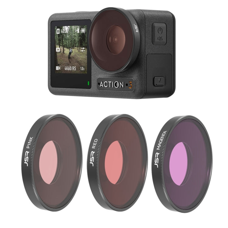 JSR Diving Filtro per lenti colorate rosso/rosa/viola per DJI Osmo Action 3, 3 in 1 Diving Filter